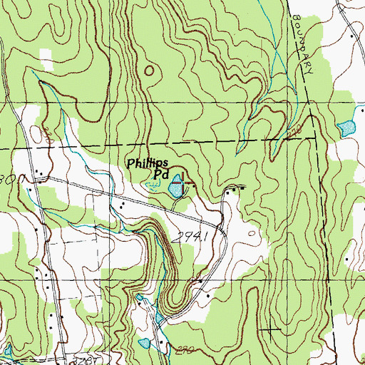 Topographic Map of Phillips Pond, VT