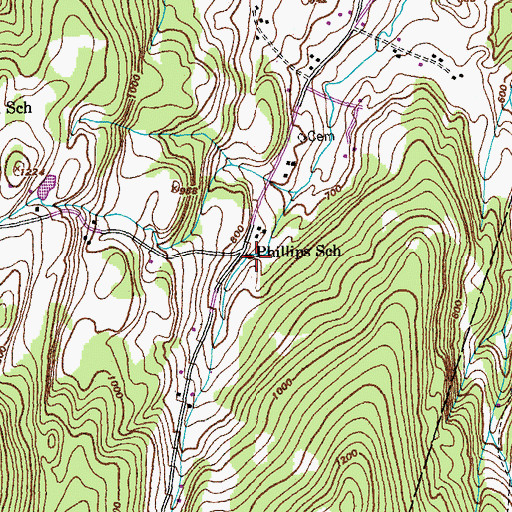 Topographic Map of Phillips School, VT
