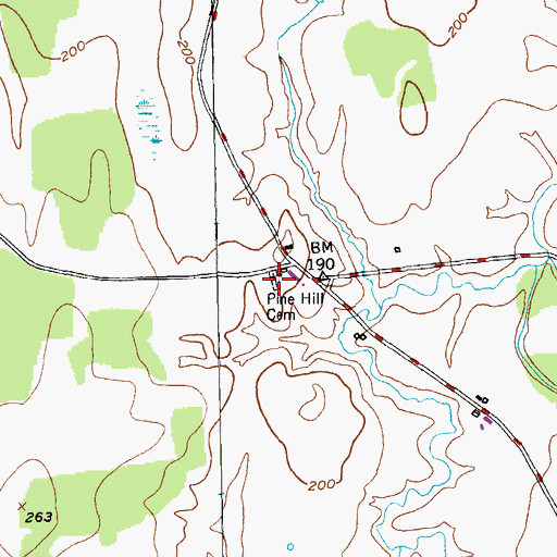 Topographic Map of Pine Hill Cemetery, VT