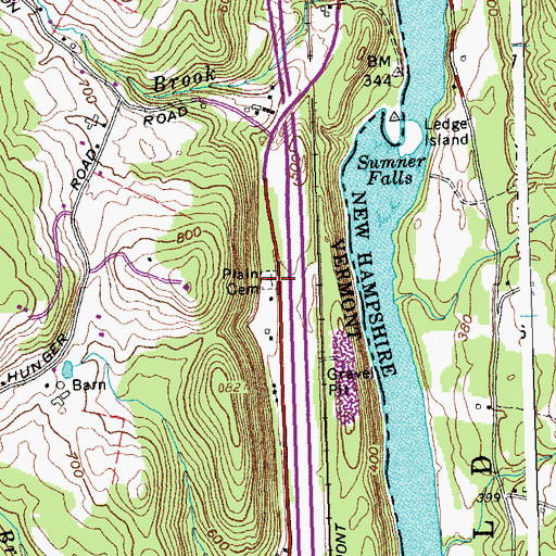 Topographic Map of Plains Cemetery, VT