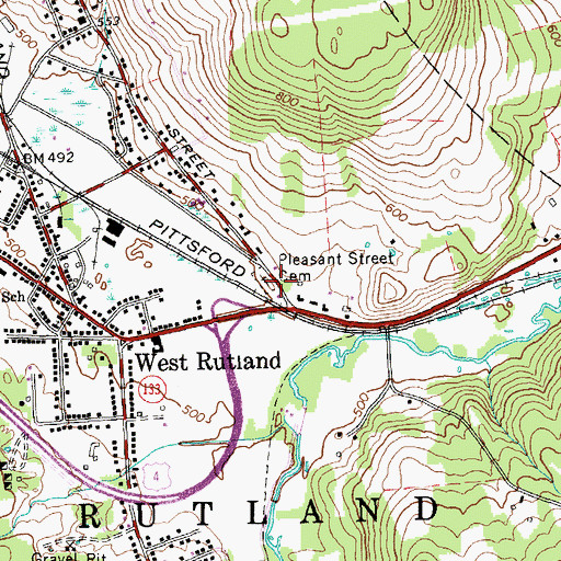 Topographic Map of Pleasant Street Cemetery, VT
