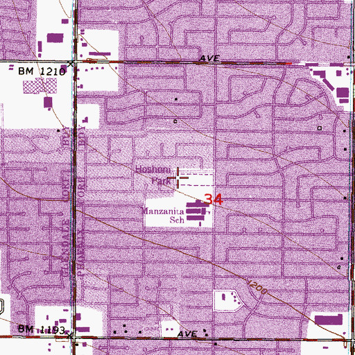 Topographic Map of Hoshoni Park, AZ