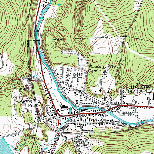 Topographic Map of Pleasant View Cemetery, VT