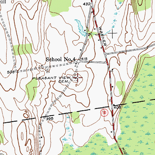 Topographic Map of Pleasant View Cemetery, VT