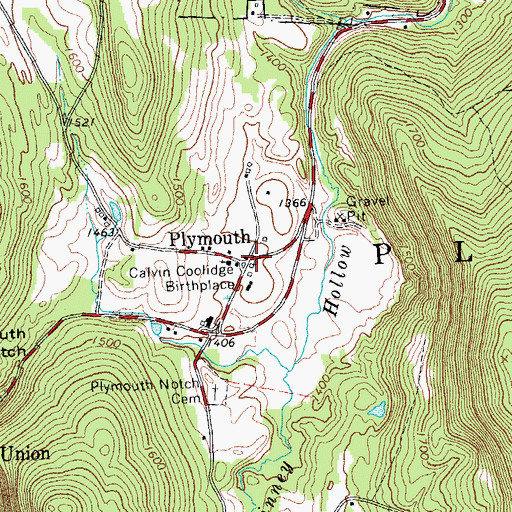 Topographic Map of Plymouth, VT