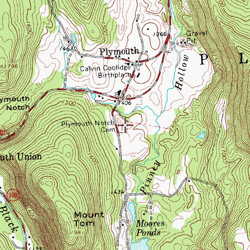 Topographic Map of Plymouth Notch Cemetery, VT