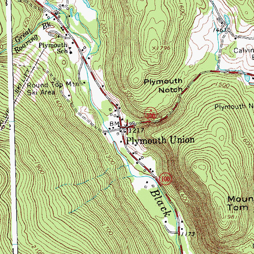 Topographic Map of Plymouth Union, VT