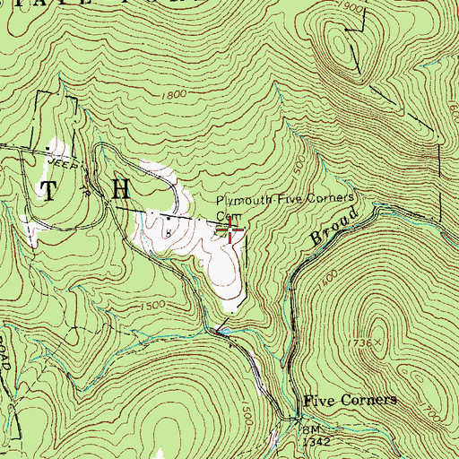Topographic Map of Plymouth - Five Corners Cemetery, VT