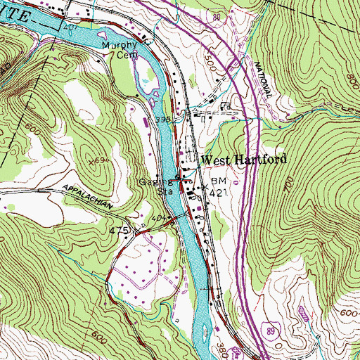 Topographic Map of Podunk Brook, VT