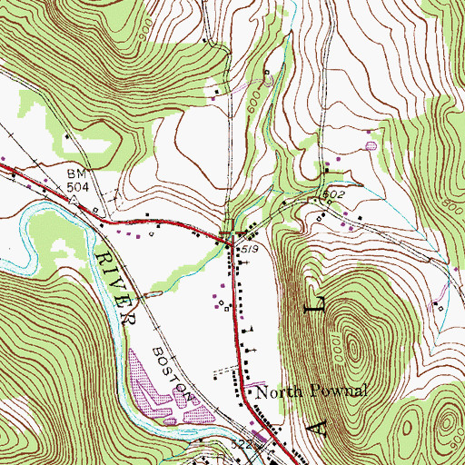 Topographic Map of Potter Hollow, VT