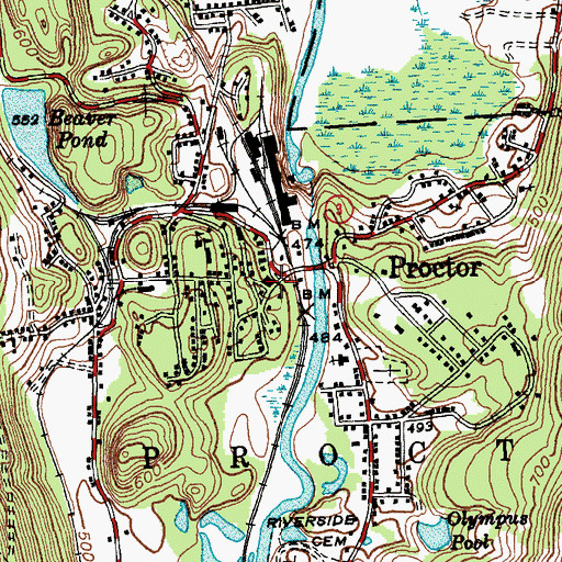 Topographic Map of Proctor, VT