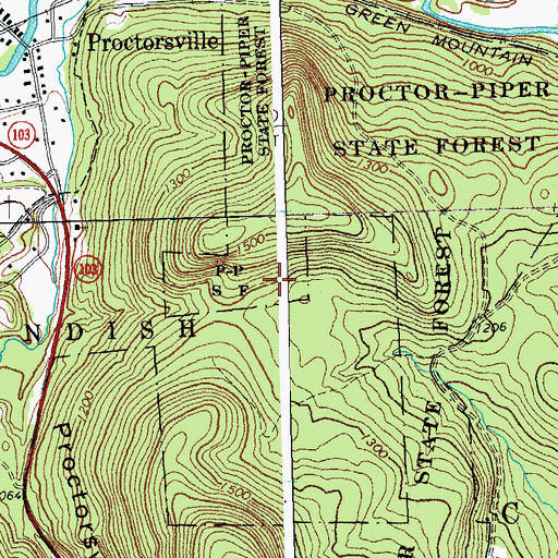 Topographic Map of Proctor-Piper State Forest, VT