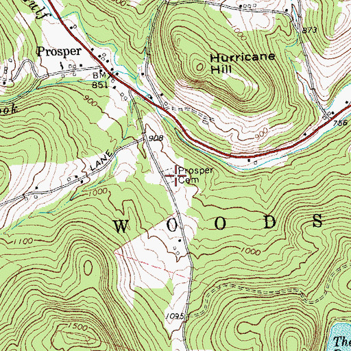 Topographic Map of Prosper Cemetery, VT