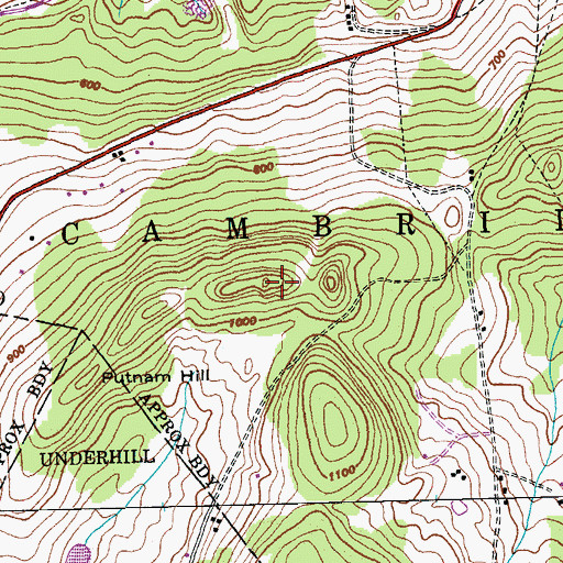 Topographic Map of Putnam Hill, VT