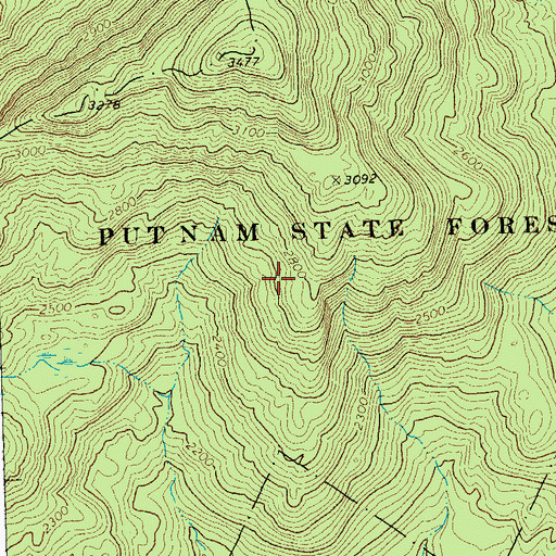 Topographic Map of Putnam State Forest, VT