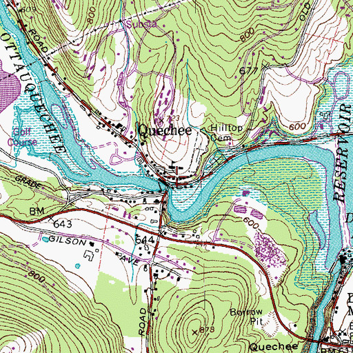 Topographic Map of Quechee, VT