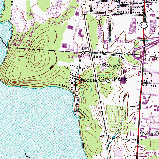 Topographic Map of Queen City Park, VT