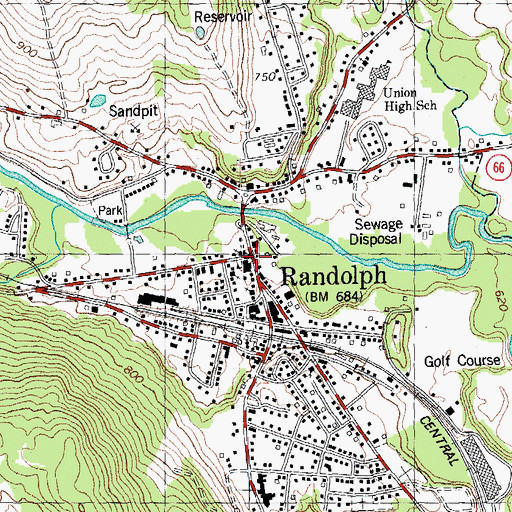 Topographic Map of Randolph, VT