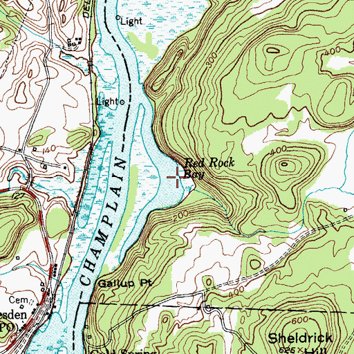 Topographic Map of Red Rock Bay, VT