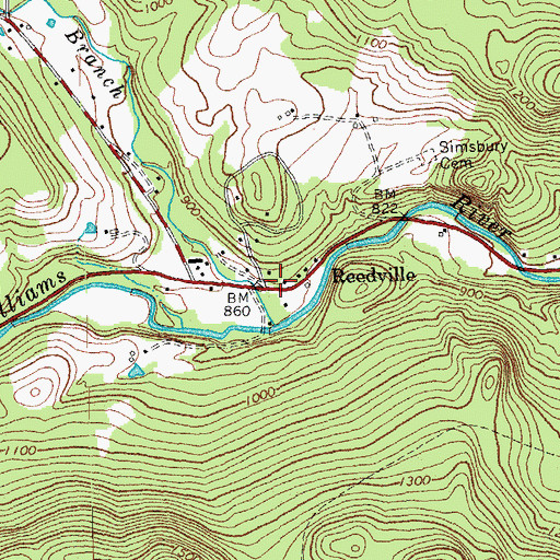 Topographic Map of Reedville, VT