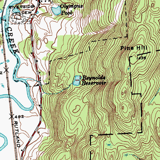 Topographic Map of Reynolds Reservoir, VT