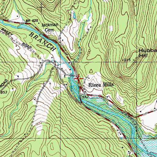 Topographic Map of Rices Mills, VT