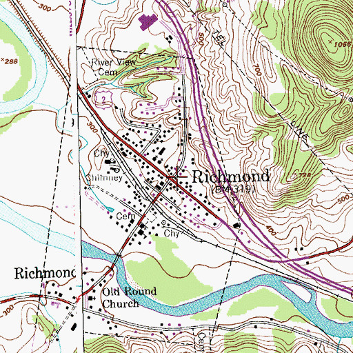 Topographic Map of Richmond, VT