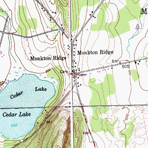 Topographic Map of Monkton Ridge Cemetery, VT