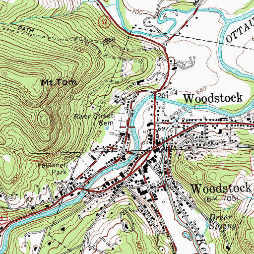Topographic Map of River Street Cemetery, VT