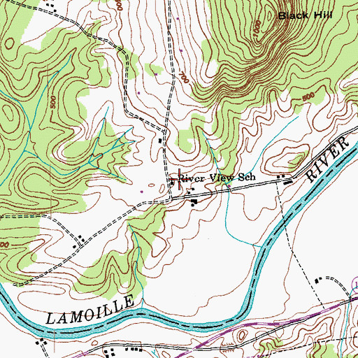 Topographic Map of River View School, VT