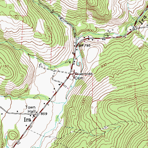 Topographic Map of Riverside Cemetery, VT