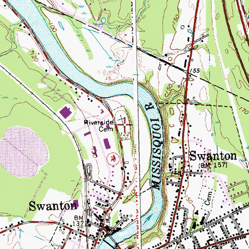 Topographic Map of Riverside Cemetery, VT