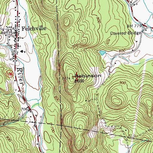 Topographic Map of Robinson Hill, VT