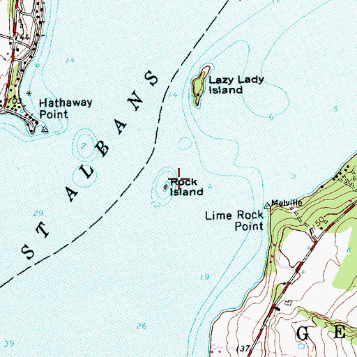 Topographic Map of Rock Island, VT