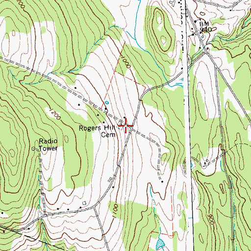 Topographic Map of Rogers Hill Cemetery, VT