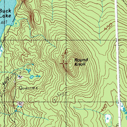 Topographic Map of Round Knoll, VT