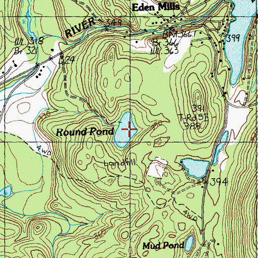 Topographic Map of Round Pond, VT