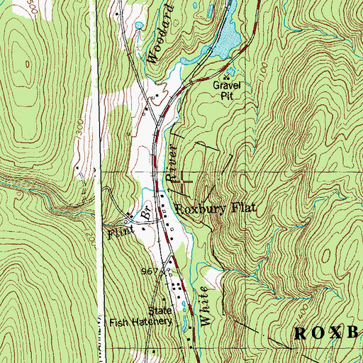 Topographic Map of Roxbury Flat, VT