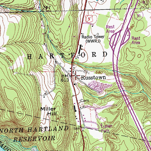Topographic Map of Russtown, VT