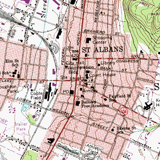 Topographic Map of Saint Albans, VT