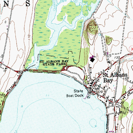 Topographic Map of Saint Albans Bay State Park, VT