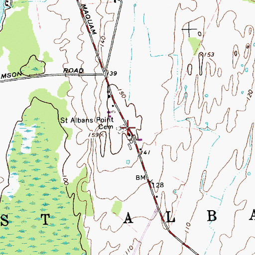 Topographic Map of Saint Albans Point Cemetery, VT