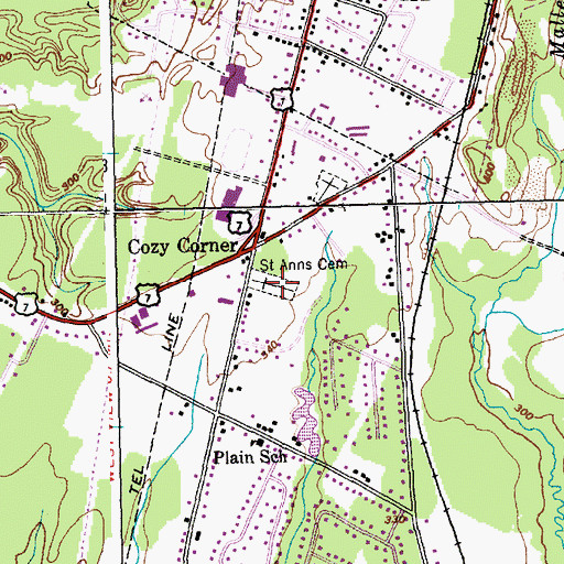 Topographic Map of Saint Anns Cemetery, VT