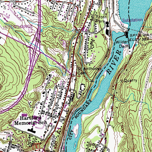 Topographic Map of Mount Olivet Cemetery, VT