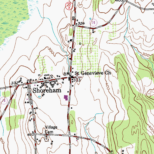 Topographic Map of Saint Genevieve Church, VT