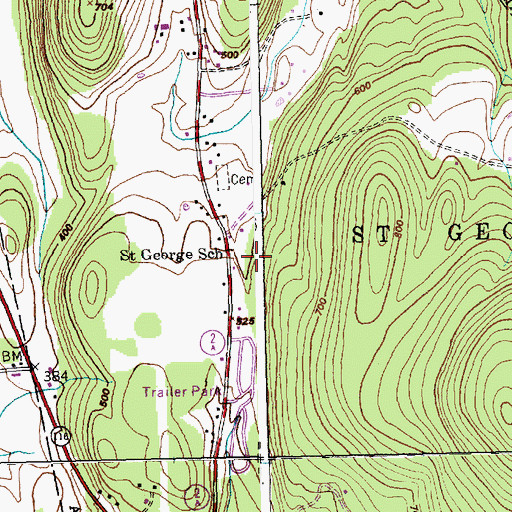 Topographic Map of Saint George School, VT