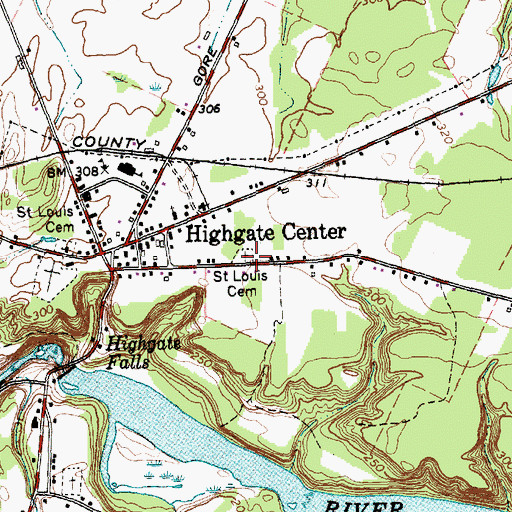 Topographic Map of New Saint Louis Cemetery, VT