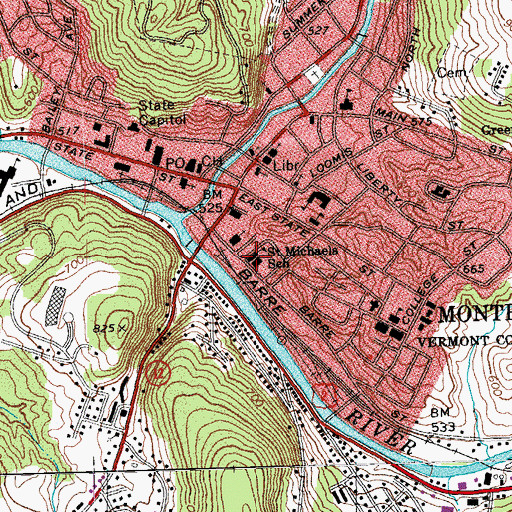 Topographic Map of Saint Michael School, VT