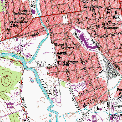 Topographic Map of Saint Peters School, VT