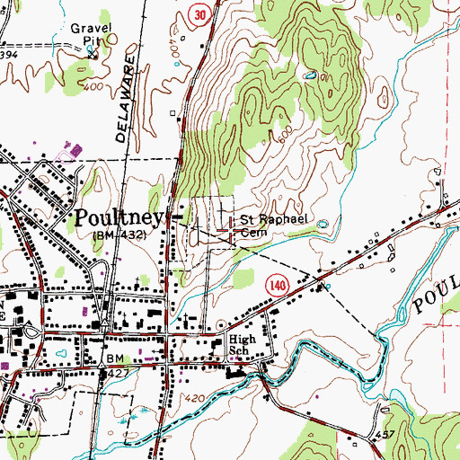 Topographic Map of Saint Raphael Cemetery, VT